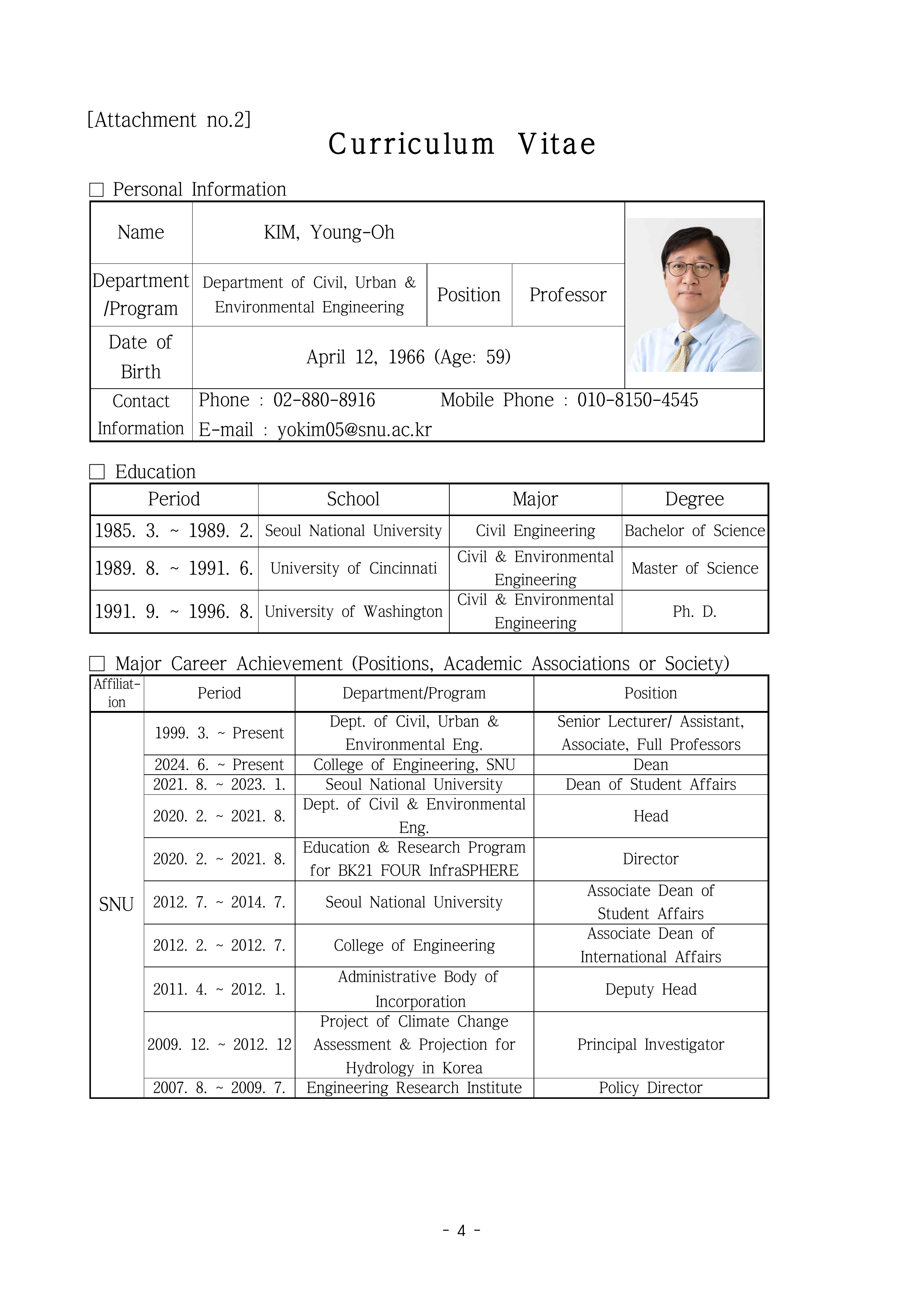 Curriculum Vitae page 1
